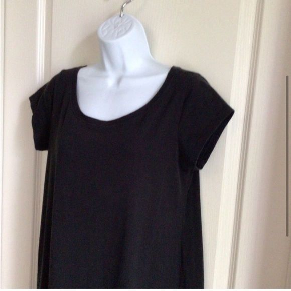 Eileen Fisher T-Shirt Dress Organic Cotton Blend Black Size Medium - Picture 2 of 5